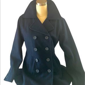 🔥 George Double breasted pea coat, Navy color, size S (4-6), ❤️